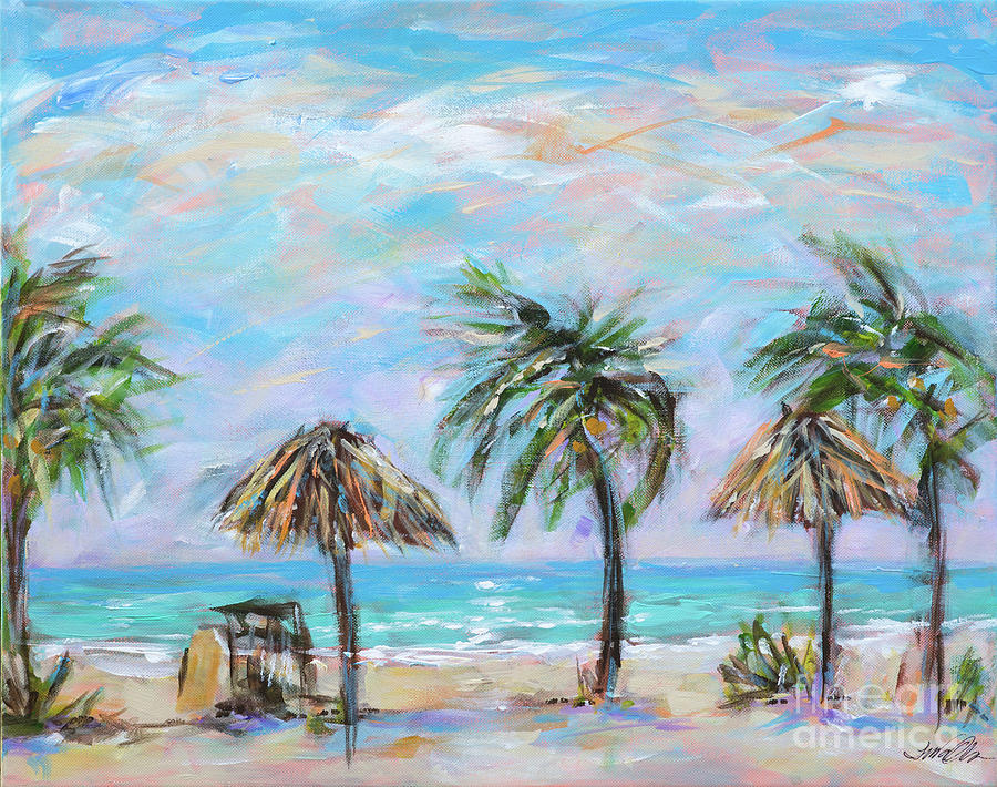 Palms at Sunshines Painting by Linda Olsen