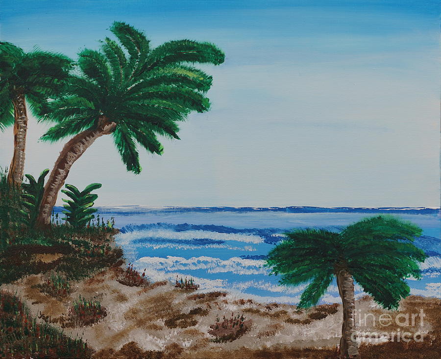 Palms at the Beach Painting by Jimmy Clark