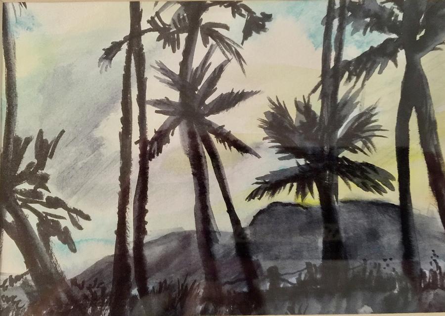 Palms in Silhouette Painting by Charme Curtin