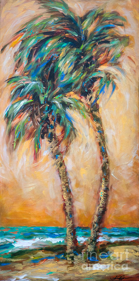 Palms in the Breeze Painting by Linda Olsen