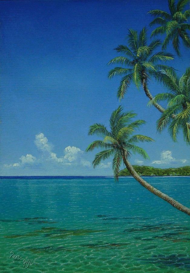Landscape Painting - Palms of Fiji by Pravin Sen