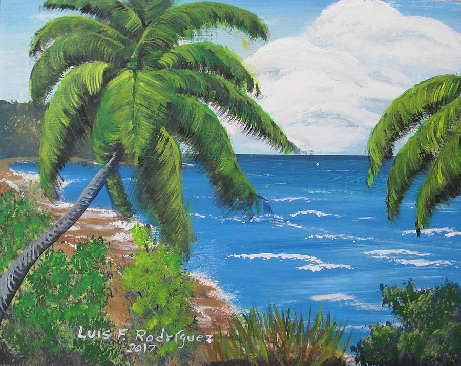 Palms View Painting by Luis F Rodriguez