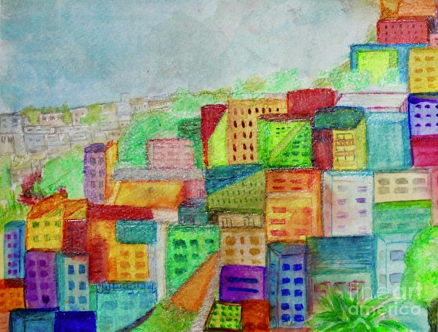 Colorful Houses Painting - Palmitas by Kim Nelson Colorful Houses Painting - Palmitas by Kim Nelson