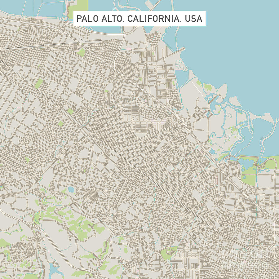Palo Alto California Us City Street Map Frank Ramspott 