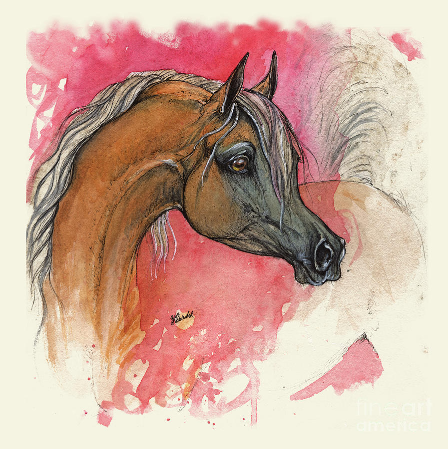 Palomino Arabian Horse 2013 Painting by Ang El