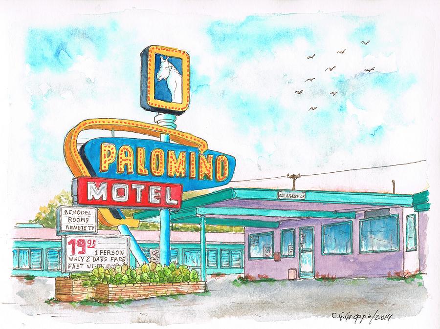 Architecture Painting - Palomino Motel in Route 66, Tucumcari, New Mexico by Carlos G Groppa