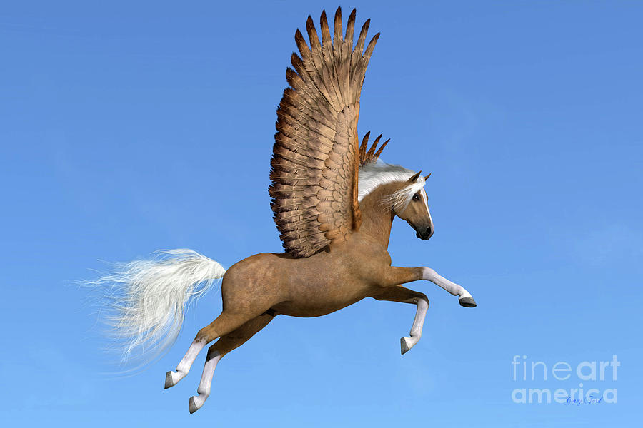 Palomino Pegasus Digital Art by Corey Ford