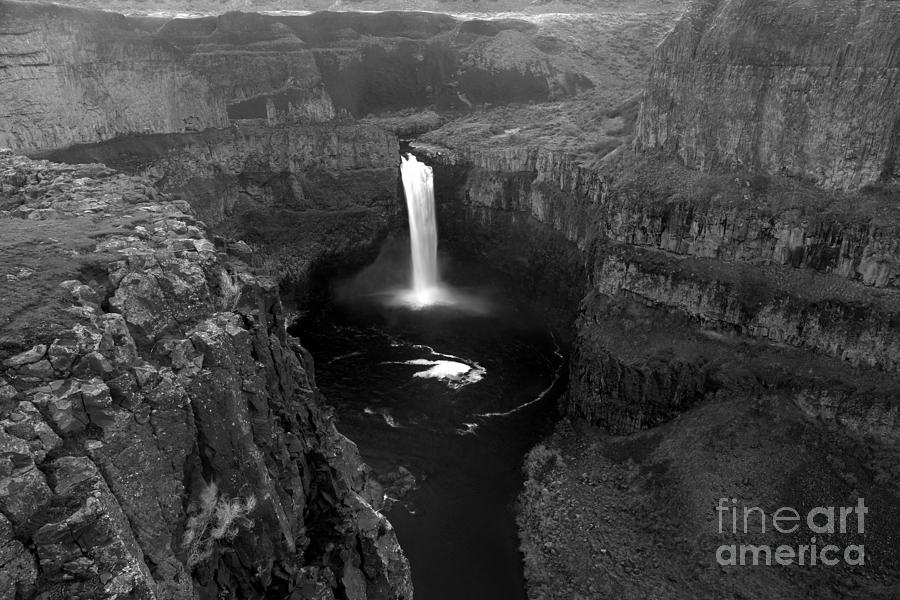 Palouse Falls Canyon Black And White Photograph by Adam Jewell