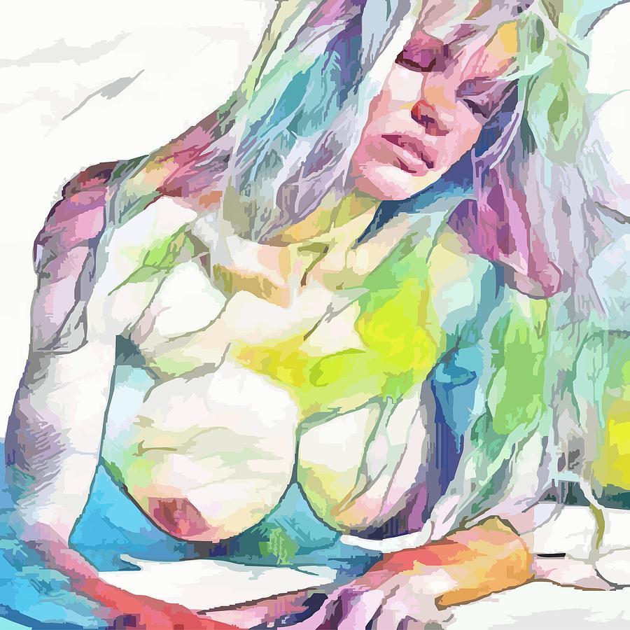 Mug Digital Art - Pamela Anderson - Celebrity Top Less Art by Kinna Shah
