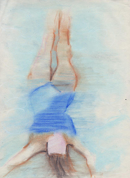 Swimmer Drawing - Pamela Underwater by Brad Wilson