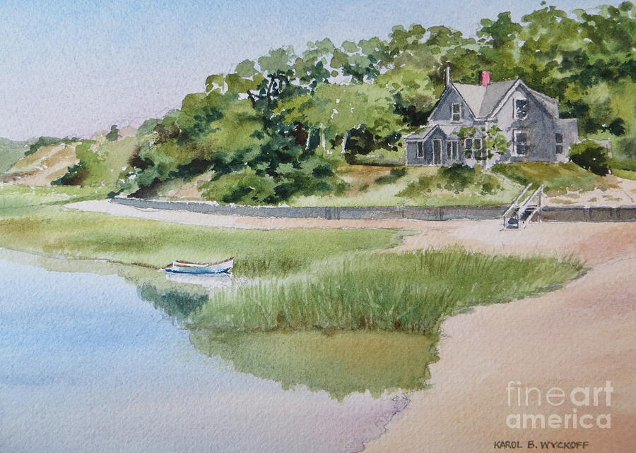 Pamet Harbor Cottage Painting by Karol Wyckoff