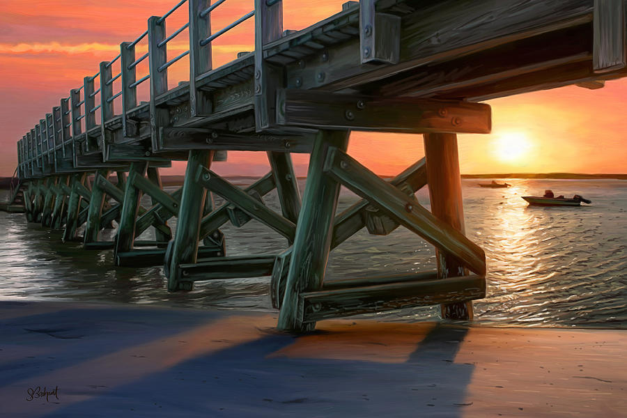 Pamet Harbor Sunset Painting by Sue  Brehant