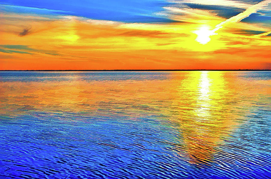 Pamlico Sound Sunset Outer Banks AP Painting by Dan Carmichael