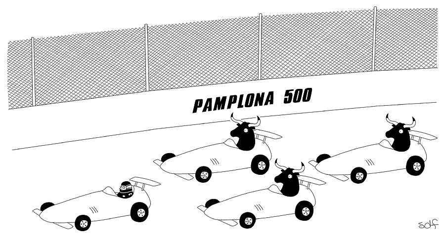 Pamplona 500 Drawing by Seth Fleishman