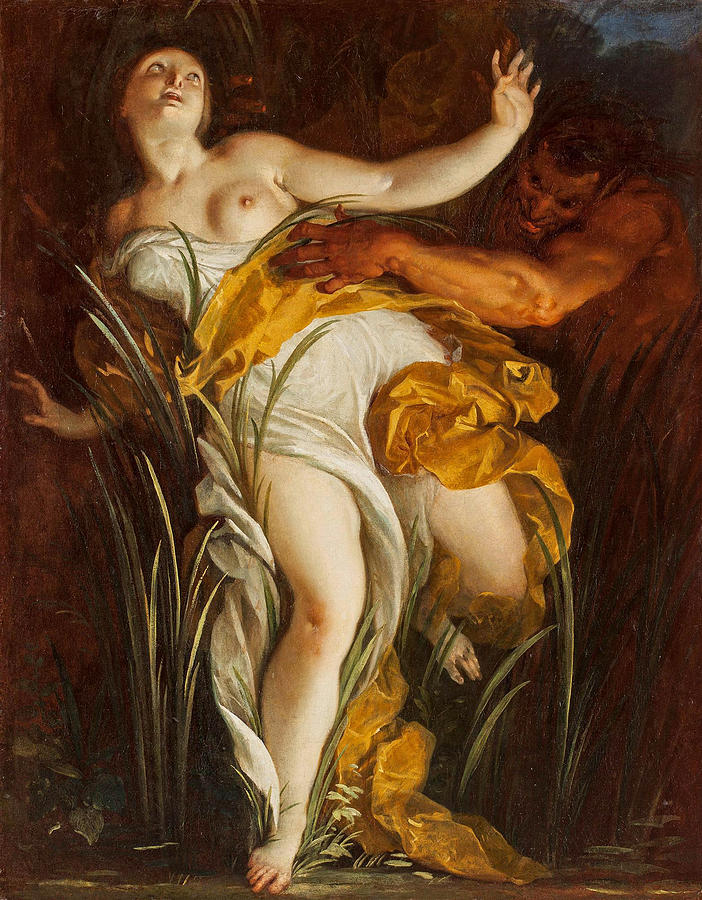 Pan and Syrinx Painting by Louis Dorigny