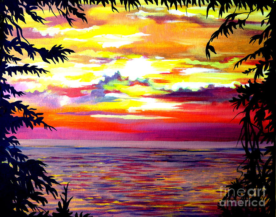 Panama.Pacific Sunrise Painting by Anna  Duyunova