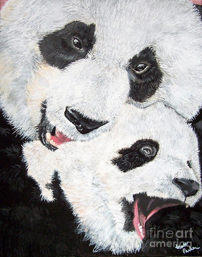 Panda and Baby Painting by Scott Parker