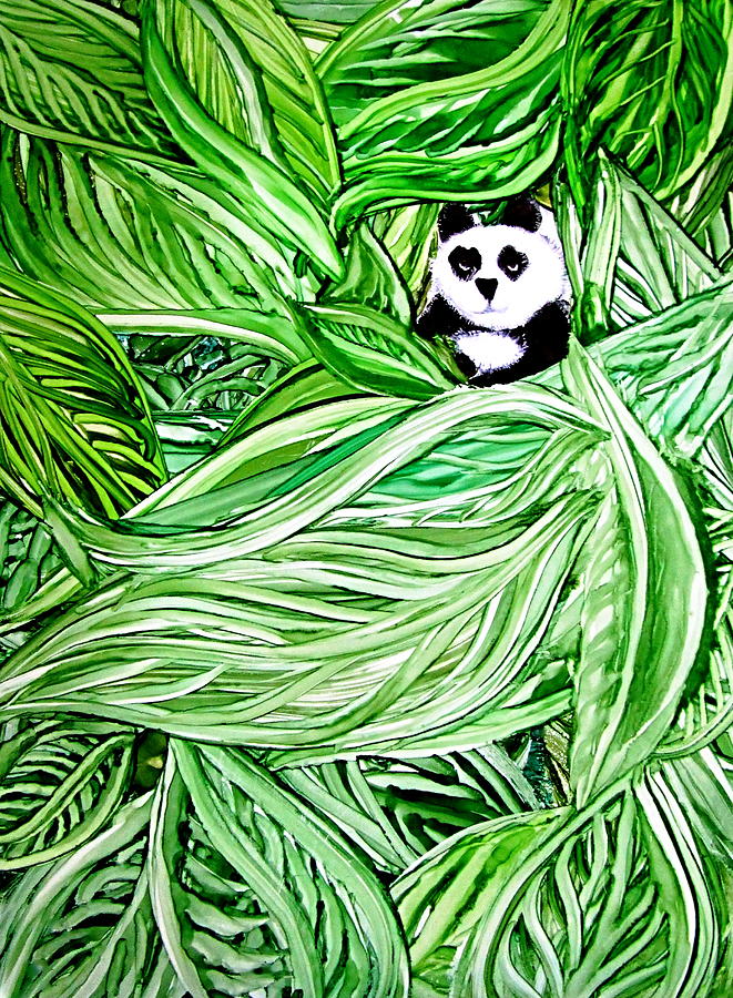 Panda Bear Sitting In Leaves Alcohol Inks by Danielle Parent Panda Bear Sitting In Leaves Alcohol Inks by Danielle Parent