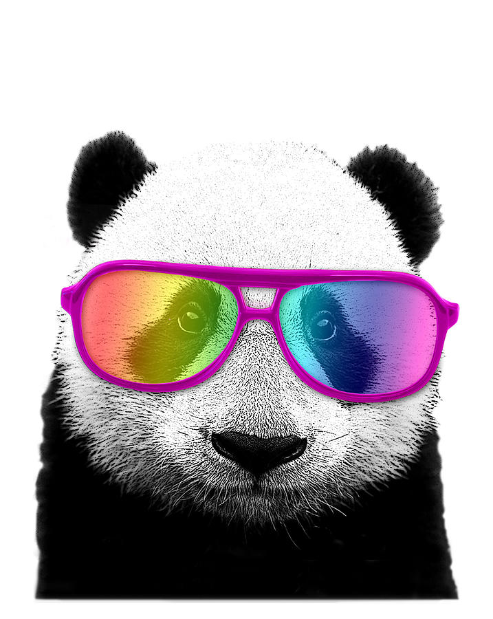 Panda Digital Art - Panda bear with rainbow glasses by Madame Memento