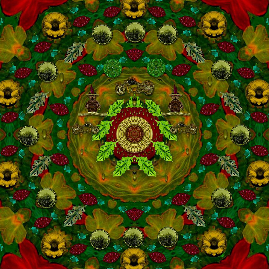 Panda Bears With Motorcycles In The Mandala Forest Mixed Media