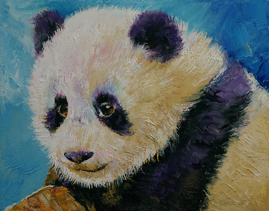 Panda Cub Painting by Michael Creese