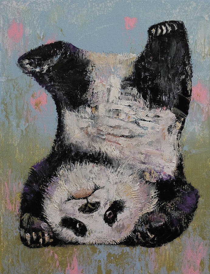 Panda Headstand Painting by Michael Creese