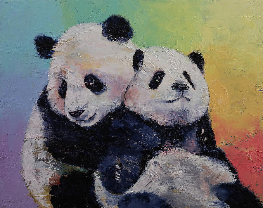 Panda Hugs Painting by Michael Creese