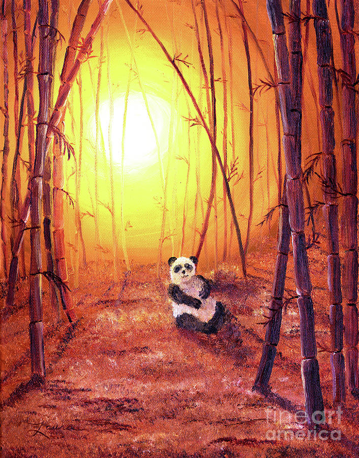 Panda in Golden Glow Painting by Laura Iverson
