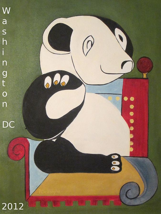 Abstract Painting - Panda Picasso by Patricia Cleasby