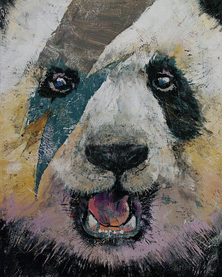 Panda Rock Painting by Michael Creese