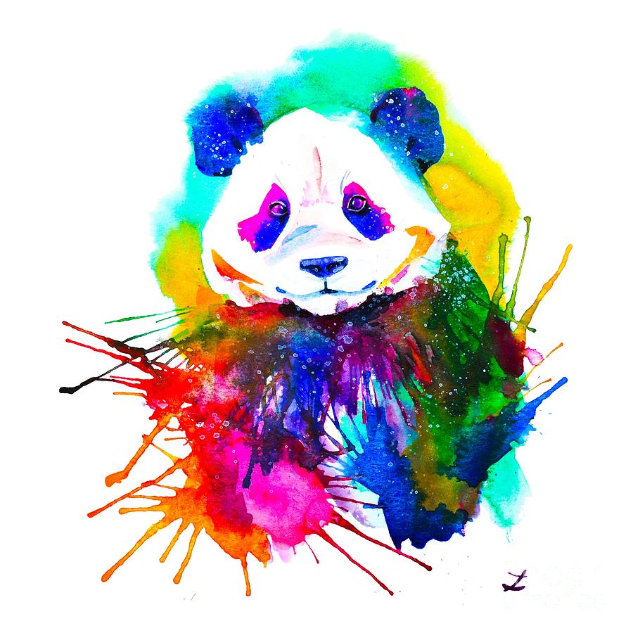 Panda Splash Painting by Zaira Dzhaubaeva