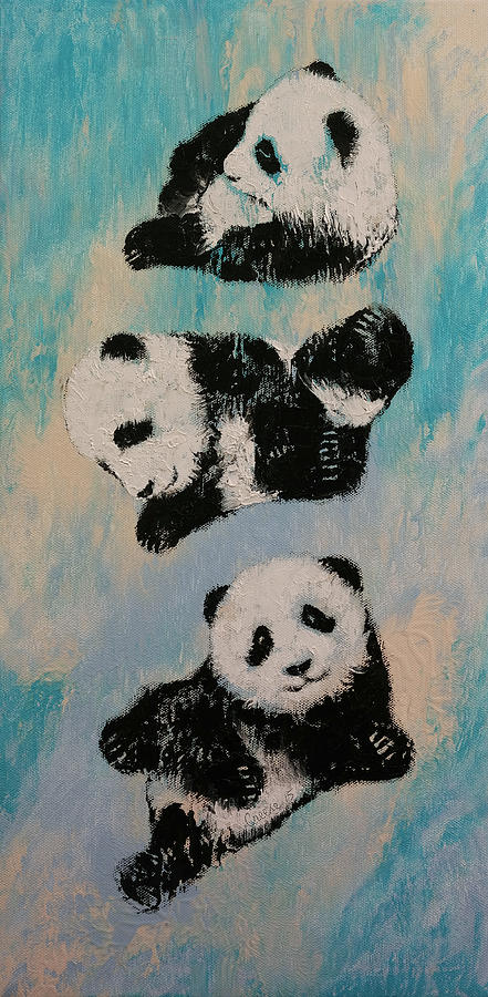 Panda Karate Painting by Michael Creese