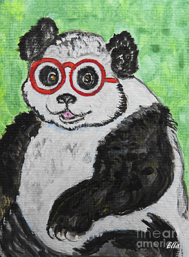 Panda Wearing Glasses  Painting by Ella Kaye Dickey
