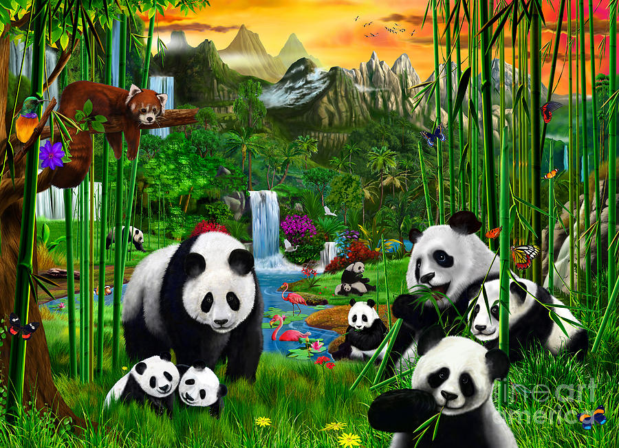 Pandas Paradise Digital Art by MGL Meiklejohn Graphics Licensing