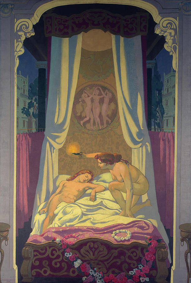 Greek Painting - Panel 3 - Psyche Discovers that Her Mysterious Lover is Eros by Maurice Denis