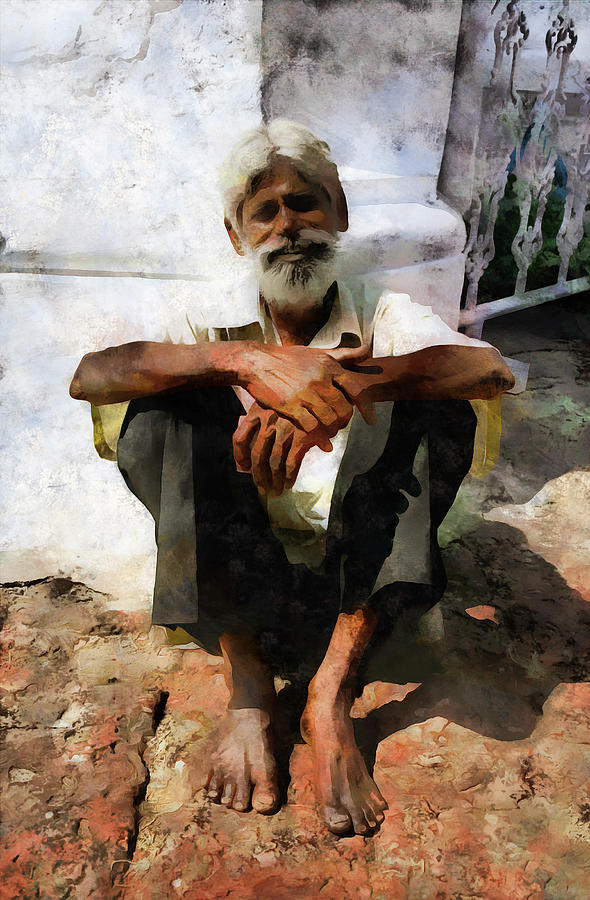 Panjim beggar man Painting by Gavin Bates