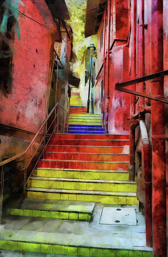 Panjim steps Painting by Gavin Bates