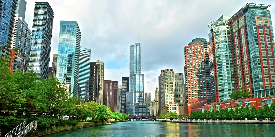 Pano of Chicago Over the River Photograph by Frozen in Time Fine Art Photography