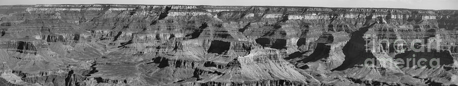 Panorama Black White Grand Canyon View Full Size  Photograph by Chuck Kuhn