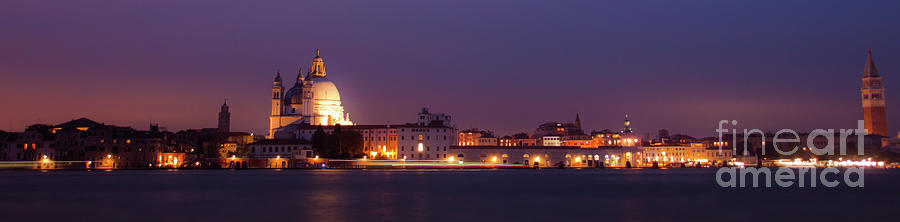 Panorama by night of venice, city in Italy Photograph by Amanda Mohler