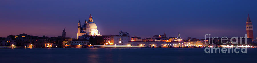 Panorama By Night Of Venice, italian City Photograph by Amanda Mohler