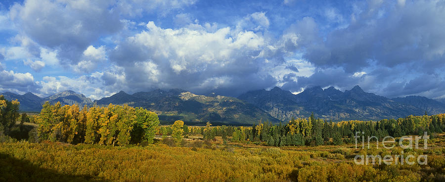 Panorama Fall Morning Blacktail Ponds Grand Tetons National Park Photograph by Dave Welling
