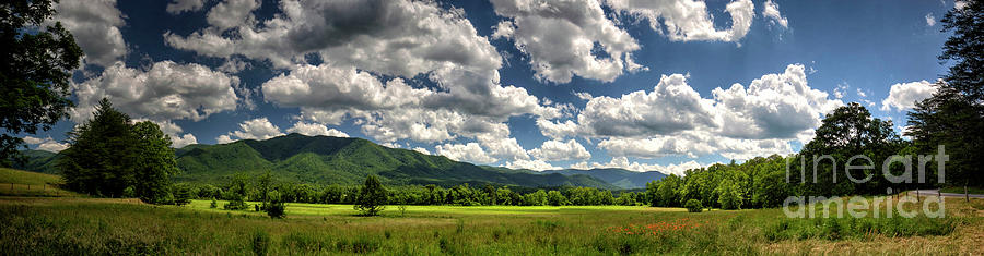 Panorama, Meadow of Cades Cove, Great Smoky Mountains National Park Photograph by Felix Lai