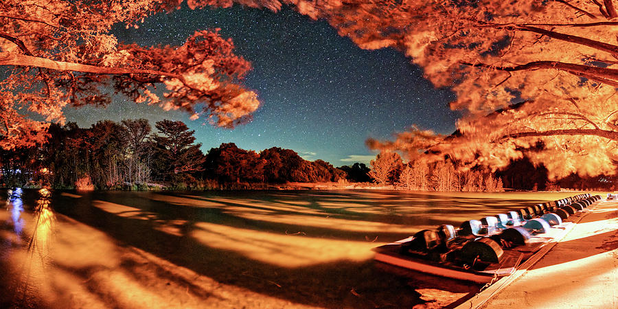 Panorama of a Starry Night over the Frio River - Garners State Park - Texas Hill Country Photograph by Silvio Ligutti