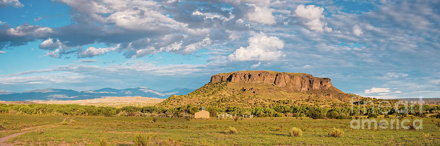 Nature Photograph - Panorama of Black Mesa at San Ildefonso Pueblo - New Mexico Land of Enchantment by Silvio Ligutti