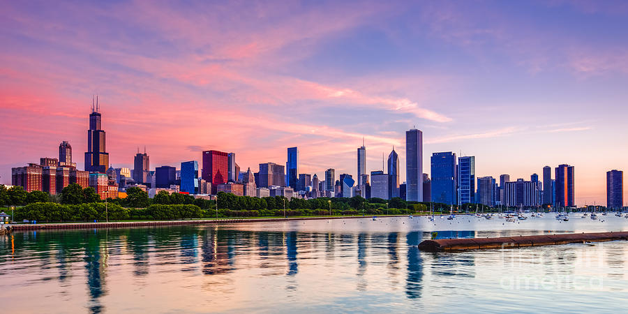 Panorama of Chicago Skyline from Shedd Aquarium - Chicago Illinois Photograph by Silvio Ligutti