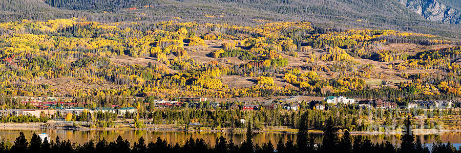 Panorama of Frisco with Fall Foliage Aspens - Colorado Rocky Mountains Photograph by Silvio Ligutti
