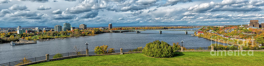 Ottawa Photograph - Panorama of Gatineau, Quebec and Ottawa, Ontario Looking East on the Ottawa River by Robert McAlpine