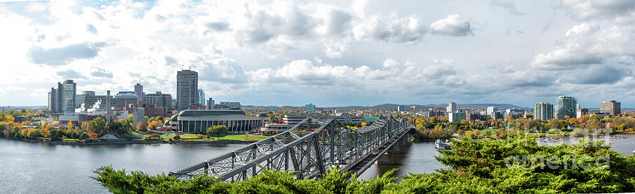 Panorama Of Gatineau, Quebec Lookig North The Alexandra Bridge From Nepean Point, Ottawa Ontar Photograph