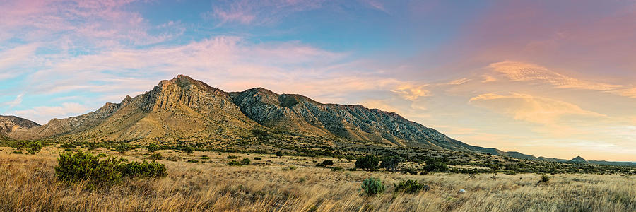 Nature Photograph - Panorama of Hunter Peak and Frijole Ridge at Guadalupe Mountains National Park - West Texas by Silvio Ligutti